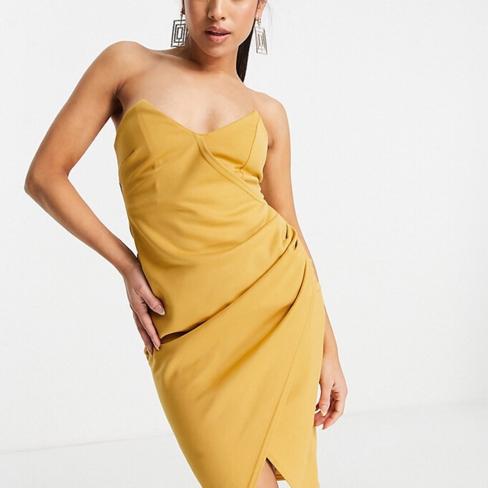 ASOS Mustard Yellow Midi Dress